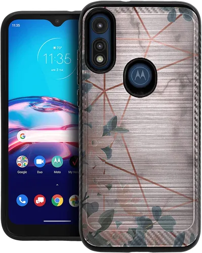 Vista 18 de CasesOnDeck Funda híbrida compatible con Motorola Moto E (2020) / Moto E [Armadura cepillada] Funda protectora delgada contra golpes