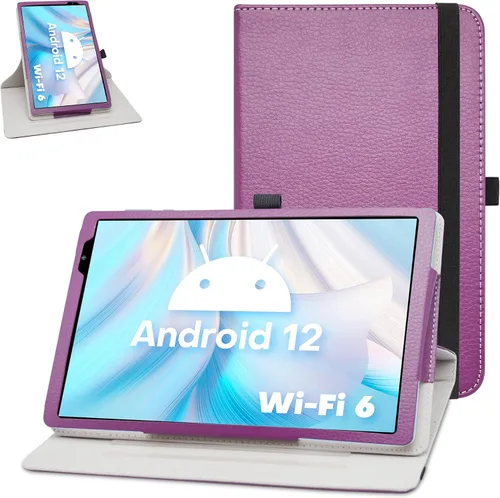 Vista 8 de Bige para tabletas TECLAST P26T/Vortex T10M Pro Plus de 10.1", soporte giratorio de 360 grados con cubierta de bonito patrón, color negro