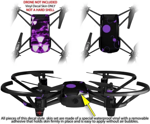 Vista 2 de Skin Decal Wrap 2 Pack para DJI Ryze Tello Drone Radioactive Purple Drone No Incluido