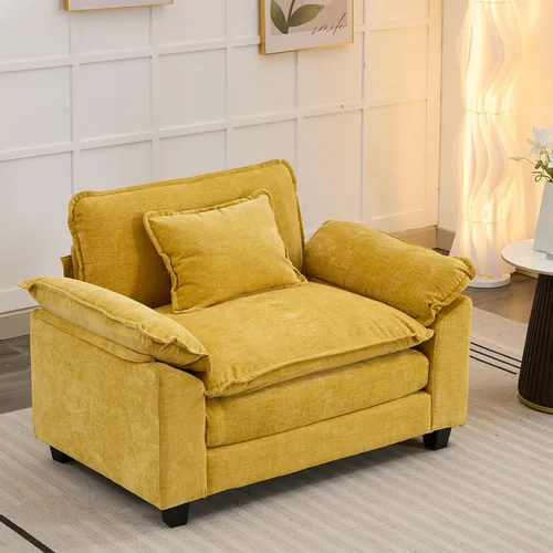 Vista 34 de Sofá Seccional, Sofá Modular Cloud con Otomana, Sofás Cama de Asiento Profundo con Almohadas Decorativas, Cómodo Sofá de Dos Plazas de Chenilla