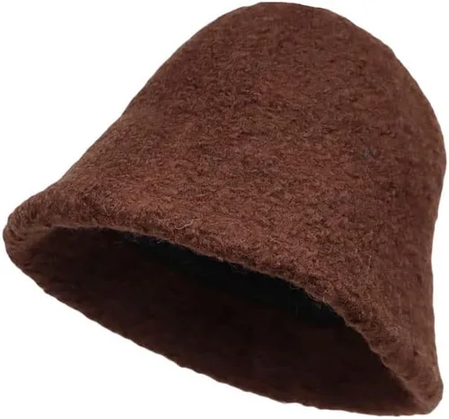 Vista 2 de WITHMOONS Lana Invierno Floppy Short Brim Mujer Cubo Sombrero Cloche Sombrero YZB0132 Beige
