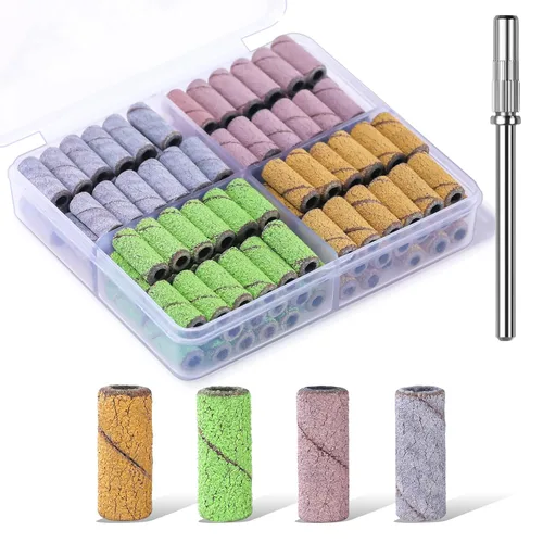 Vista 11 de Makartt - Puntas de taladro para uñas y bandas de lijado para taladro de uñas, 100 piezas de 4 colores de grano grueso y fino 80/120/180/240