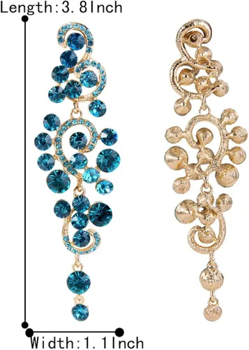 Vista 5 de BriLove Aretes colgantes huecos de cristal para mujer, bohemios, bohemios, para boda, Cristal