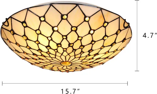 Vista 6 de ARTZONE Tiffany - Lámpara de techo empotrada de 3 luces de 16 pulgadas con vitrales para dormitorio, sala de estar, entrada, vestíbulo