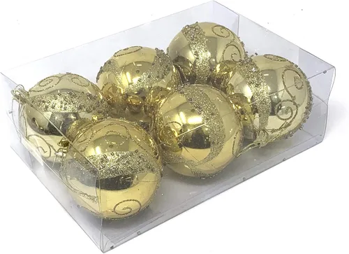 Vista 11 de Allgala - Paquete de 6 bolas para decorar el árbol de Navidad, 3" con lujosa decoración con brillantina (negro)