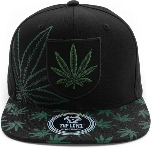 Vista 2 de Gorra de béisbol bordada con diseño de hojas de marihuana y cannabis