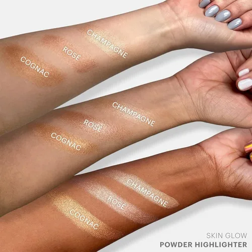 Vista 5 de Glo Skin Beauty Skin Glow - Resaltador en polvo Iluminador mineral limpio para mejillas 3 tonos brillantes, champán