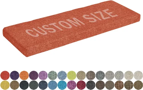 Vista 27 de Cojín de banco de tamaño personalizado, 30 colores, cojín de asiento de ventana panorámica, espuma gruesa de tapicería de 1.18 pulgadas, 1.97