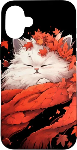 Vista 22 de Persian Cat Kitten Autumn Fall Leaves Thanksgiving Case for iPhone 16