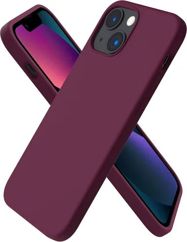 Vista 14 de ORNARTO - Funda compatible con iPhone 13 Mini, goma de gel suave de 3 capas de silicona líquida delgada con microfibra, 13,7 cm, azul Caucho