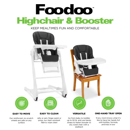 Vista 7 de Joovy Foodoo - Silla alta y asiento elevador, Jet