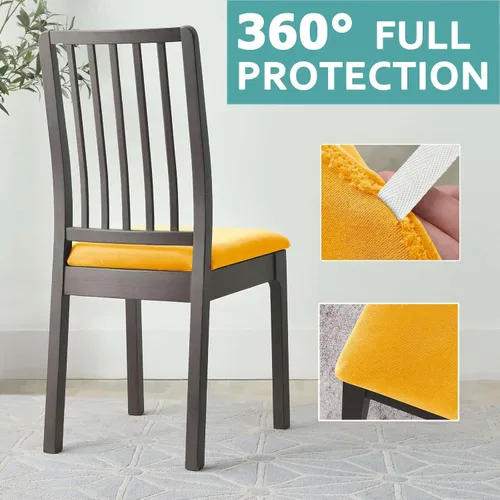 Vista 6 de Velvet Dining Chair Seat Covers, Stretch 2 Pack Seat Covers For Dining Room Chairs With Elastic Bottom Chair Seat Cover Seat Covers For Dining
