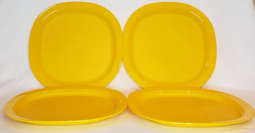 Vista 2 de Birsppy ANGIEHAIE Platos de almuerzo para microondas de 9.5 pulgadas, color amarillo