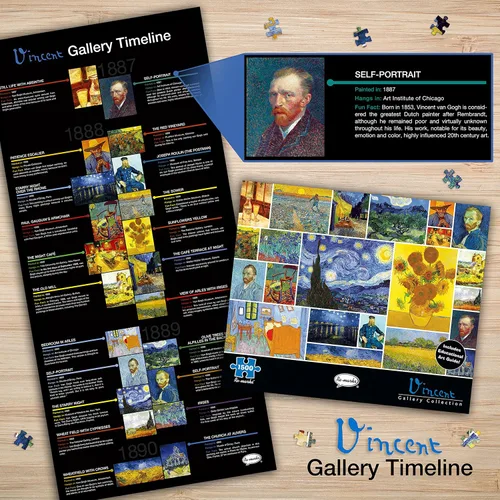 Vista 3 de Re-marks Vincent Van Gogh - Rompecabezas artístico de 1500 piezas para todas las edades