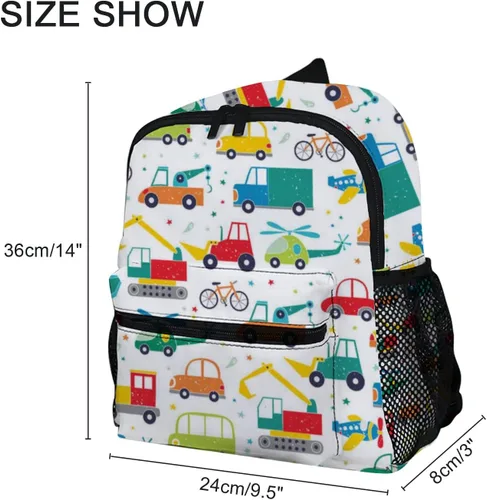 Vista 5 de Linda mochila de dibujos animados para niños, mini bolsa para niños y niñas, viaje preescolar, Coches Avión, Mochilas Daypack
