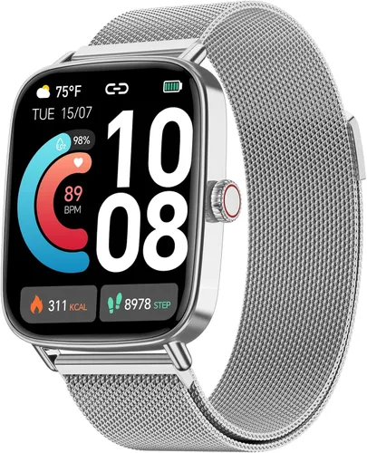 Vista 12 de Reloj inteligente para mujer, reloj inteligente HD de 1.85 pulgadas, compatible con iPhone/Samsung/Android (respuesta/hacer llamadas), más de 100