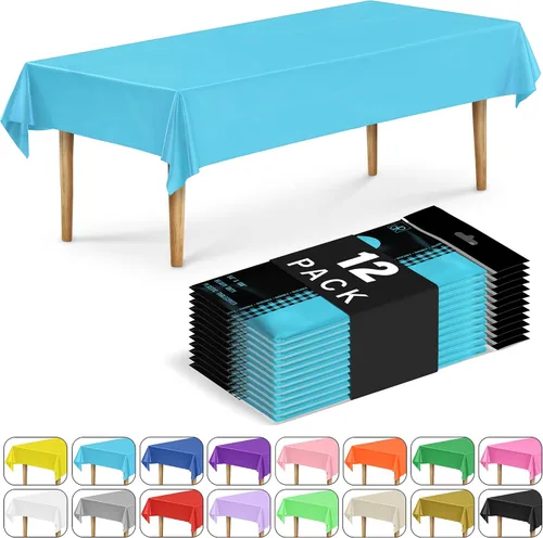 Vista 33 de DecorRack 2 Manteles rectangulares de plástico libres de BPA, 54 x 108 pulgadas, mantel de mesa para comedor, mantel rectangular para fiestas