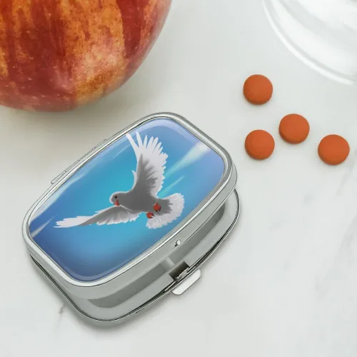 Vista 2 de Dove Bird Flying in The Sky - Pastillero rectangular con caja de regalo