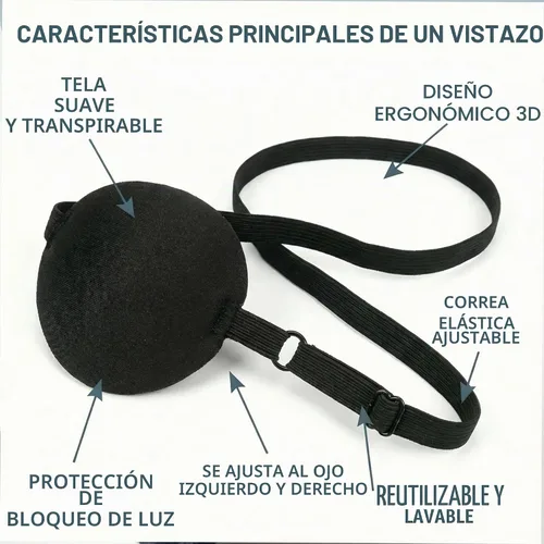Vista 2 de Paquete de 2 parches médicos ajustables para ojos, cobertura reutilizable para ambos ojos