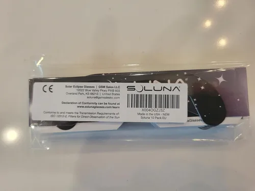 Vista 2 de Solar Eclipse Glasses AAS Approved 2024 - Made in the USA CE and ISO Certified Safe Shades for Direct Sun Viewing (10 Pack)