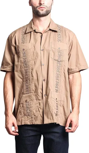 Vista 11 de G-style EE. UU. Remera playera mangas cortas de guayabera cubana para hombres