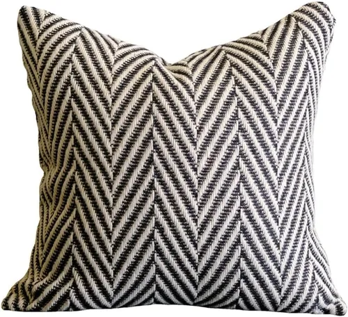Vista 11 de vctops Funda de cojín de punto bohemio en blanco y negro, funda de cojín tejida con flecha, decoración cuadrada para sofá, dormitorio, sala