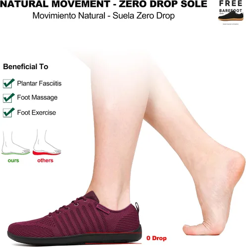 Vista 2 de Geweo Zapatos minimalistas unisex Suela sin caída Puntera ancha Comodidad más flexible Movimiento natural en forma de pie Zapatos deportivos