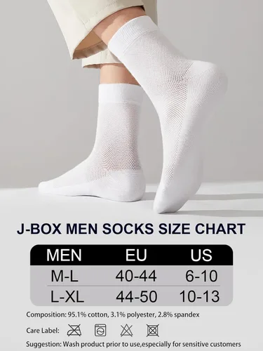 Vista 6 de J-BOX Men's 10-Pack Cotton Comfort Socks Breathable Quarter Cotton for Dress Socks Crew Thin Socks