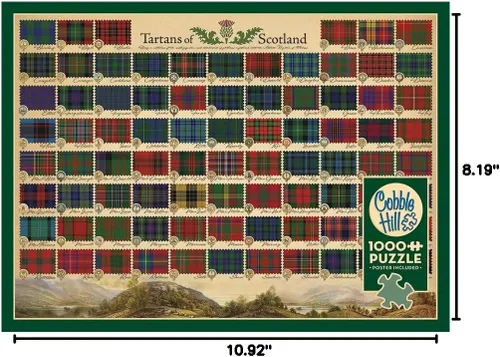 Vista 2 de Cobble Hill - Rompecabezas de 1000 piezas, tartanes de Escocia, póster de muestra incluido
