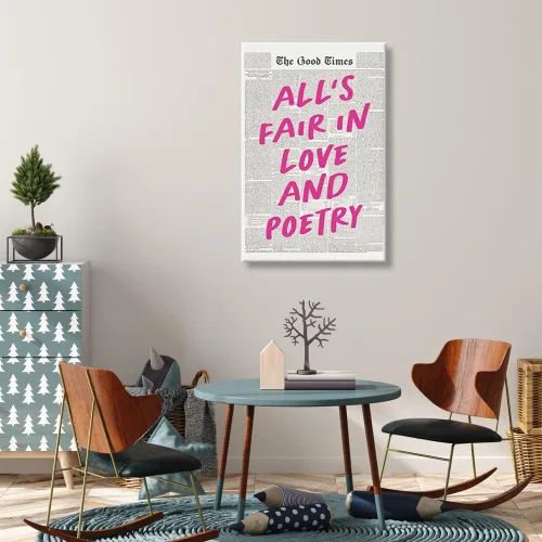 Vista 7 de Carteles de Periódico Retro para Estética de Habitación Todo es Justo en el Amor y la Poesía Arte de Pared Moderno y Preppy para Niñas Decoración