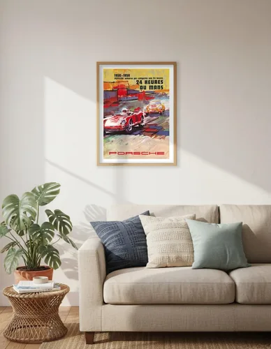 Vista 6 de 24 Hours of Le Mans - 1950-1956 Porsche Victories - Vintage Car Racing Poster c.1957 - Master Art Print (Unframed) 6in x 9in