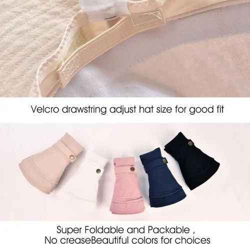 Vista 4 de Somaler Sombreros de sol de ala ancha de algodón para mujer, UPF50+, con protección UV, para playa, para viajes