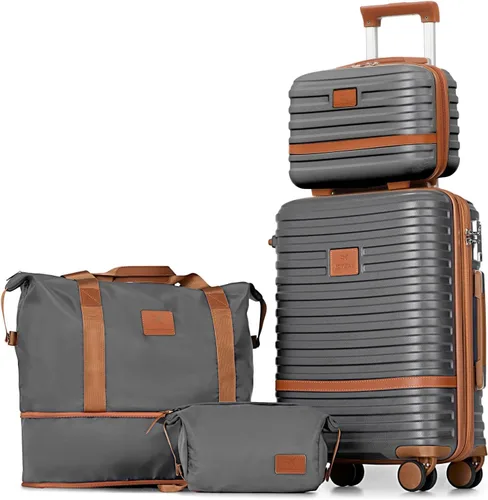Vista 30 de Juego de maletas Joyway de 3 piezas, juego de maletas extensibles de cabina con rueda giratoria, juego de maletas de carcasa dura con candado TSA