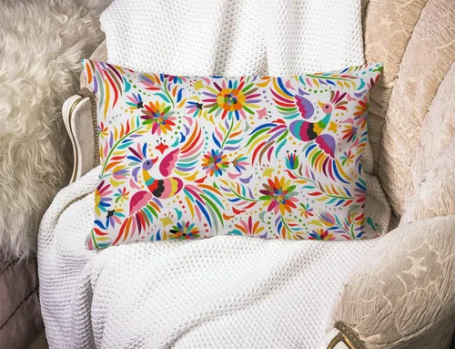 Vista 3 de Solekla Fundas de almohada de 12 x 20 pulgadas, decoración rústica de granja, fundas de almohada florales mexicanas, algodón lino, arte étnico