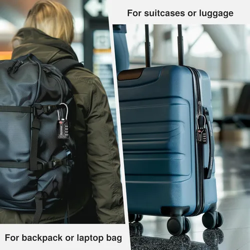 Vista 8 de Puroma Paquete de 2 cerraduras de equipaje aprobadas por la TSA, cerradura de viaje con combinación de 4 dígitos con cuerpo de aleación de zinc