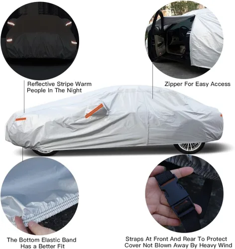 Vista 3 de Kayme Funda de automóvil de 6 capas para Audi A4 Sedan (2011-2023), impermeable para todo tipo de clima, cubierta exterior completa, protección