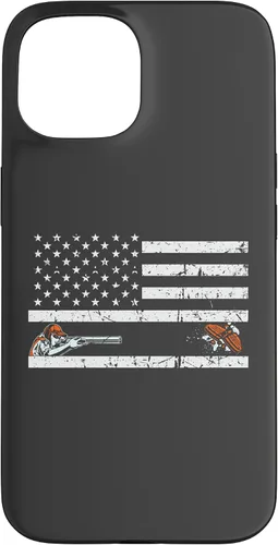 Vista 6 de Funda para iPhone 16 Orgullosa Bandera Americana Retro - Skeet Trap Clay Shotgun Shooting Case