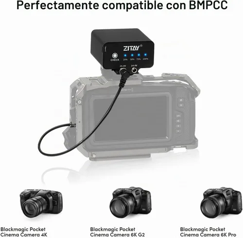 Vista 2 de Batería externa de 95 WH compatible con cámara Blackmagic Pocket Cinema BMPCC 4K 4KPro 6K 6KPro NP-F570 4-5 horas