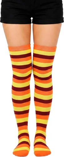 Vista 28 de Calcetines altos para mujer, calcetines altos a rayas hasta el muslo Bandera estadounidense