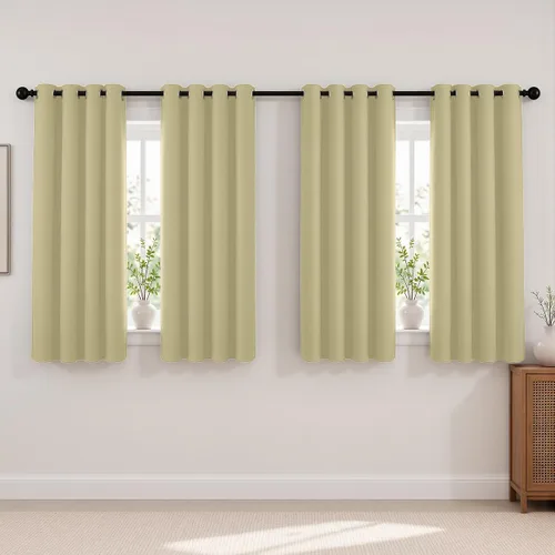 Vista 128 de Cortinas de oscurecimiento de habitación de 45 pulgadas de largo para dormitorio y sala de estar, cortinas térmicas aislantes con ojales