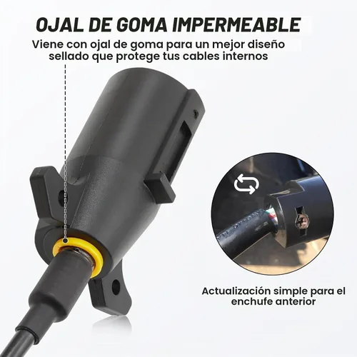 Vista 8 de MECMO RV 7 pines macho y hembra Conector de remolque, lado del vehículo y extremo de remolque, 7 vías estilo hoja de repuesto, enchufe