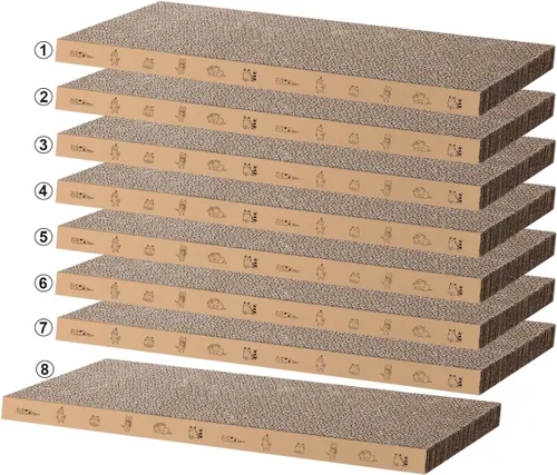 Vista 7 de 4 paquetes en 1 almohadilla para arañazos para gatos con caja, cartón rascador para gatos, cartón reciclable reversible, duradero, adecuado para que