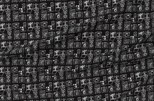 Vista 4 de Spoonflower Tela: ilustración vintage de cámara dibujada en blanco y negro, fotografía retro impresa en tela de gasa, cuarto gordo – costura