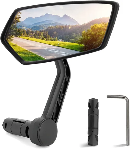 Vista 10 de Arkham Espejo de bicicleta para manillar, espejo retrovisor ajustable de bicicleta giratorio 360, espejo de bicicleta de vidrio HD a prueba