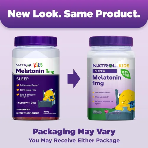 Vista 2 de Natrol Melatonina para niños 1 mg, suplemento dietético para un sueño reparador, gomitas de melatonina para niños, 180 gomitas con sabor a