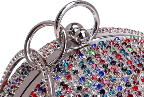 Vista 6 de Tngan Bolso de mano con forma de bola, bolso de fiesta, bolso de noche con mango de anillo de diamantes