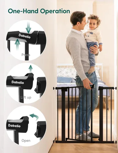 Vista 5 de Babelio - Puerta de bebé de 73-109 cm, con cierre automático, fácil de instalar, puerta de seguridad extra ancha para mascotas, Walk Thru