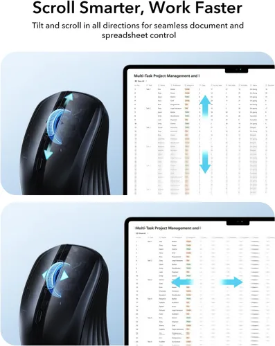 Vista 7 de ESR MagMouse Snap-to-Carry Mouse Bluetooth, Mouse Inalámbrico Recargable para Laptop con Cable de Carga Integrado, Soporte Adhesivo Reutilizable