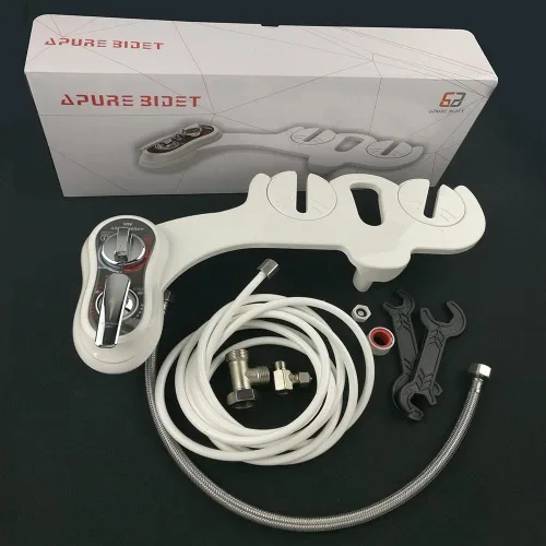 Vista 6 de APURE BIDET A121 - Accesorio de bidé de agua caliente y fría para asiento de inodoro - Doble boquilla - Lavado trasero y femenino - Autolimpieza