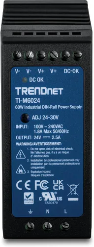 Vista 2 de TRENDnet Fuente de alimentación de riel DIN de 60 W, 24 V CC, 2.5 A CA a CC, entrada de CA universal, temperatura de funcionamiento extrema de -20 a